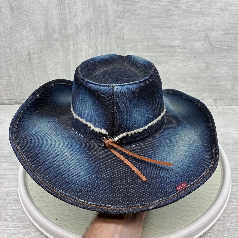 Bullhide Cowboy Hat Women's Medium Blue Denim Rhinestone Studded Western Cowgirl - Picture 3 of 5